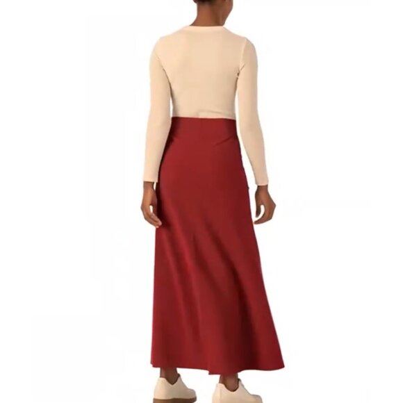 Halara High Waisted Decorative Buckle Split 2-in-1 Maxi Casual Skirt Sz XS Red - Picture 9 of 13